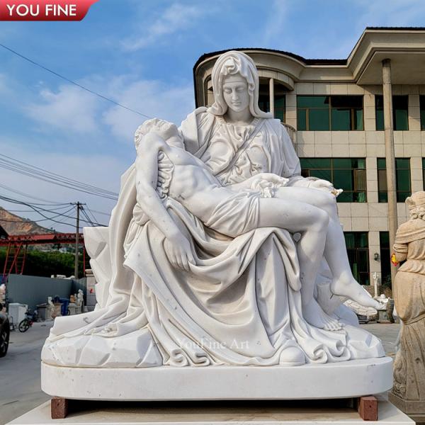 Western Marble Jesus and Mary Statue - Michelangelo's Pieta Reproduction