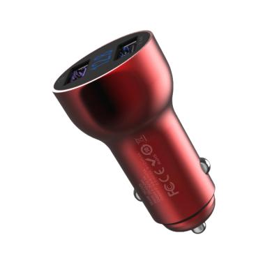Two-in-one metal material car charger quick charge 3.0+5v 2.4a