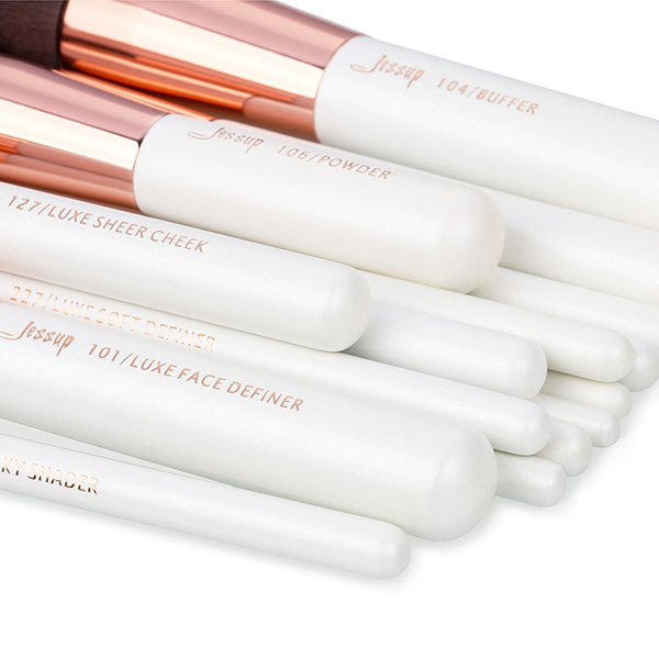 Jessup 15pcs White/Rose gold Makeup Brush Set Natural Soft Bristles Factory Wholesale Makeup Brush T220