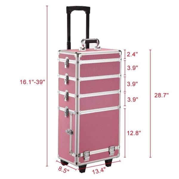 Customized Trolley Cosmetic Vanity Case , Outdoor Makeup Trolley With Wheels