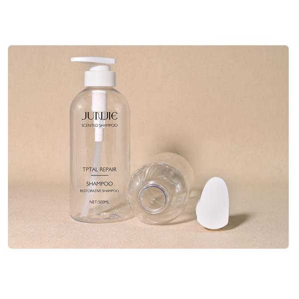Botellas de champú de plástico transparente de 500 ml botellas de cilindro de PET Cosméticos para el embalaje
