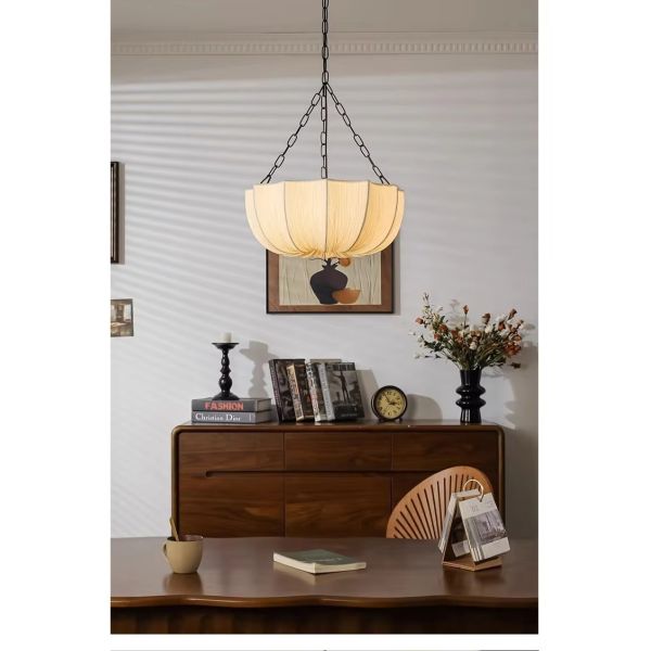 Living Dining Room Chandelier Lighting Wabi Sabi Retro Fabric Pendant Lights (WH-VP-308)
