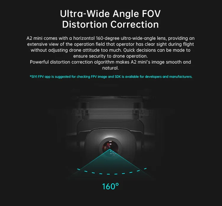 SIYI A2 Mini Camera Super Wide Angle FPV Gimbal 1080 Starlight Night Vision Industrial Grade Three Guard Inverted Mode Camera
