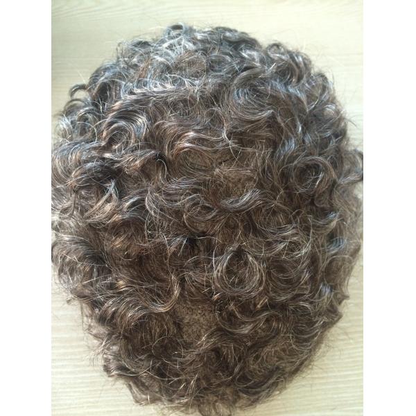 Custom Mens Hair Pieces PU Base Stock Hair System Natural Hairline