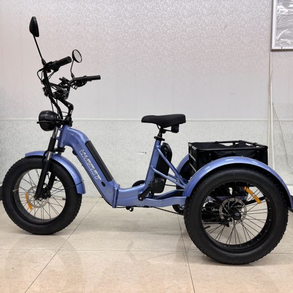 Tricycle électrique multifonctionnel avec guidon réglable + changement de vitesse à 7 vitesses