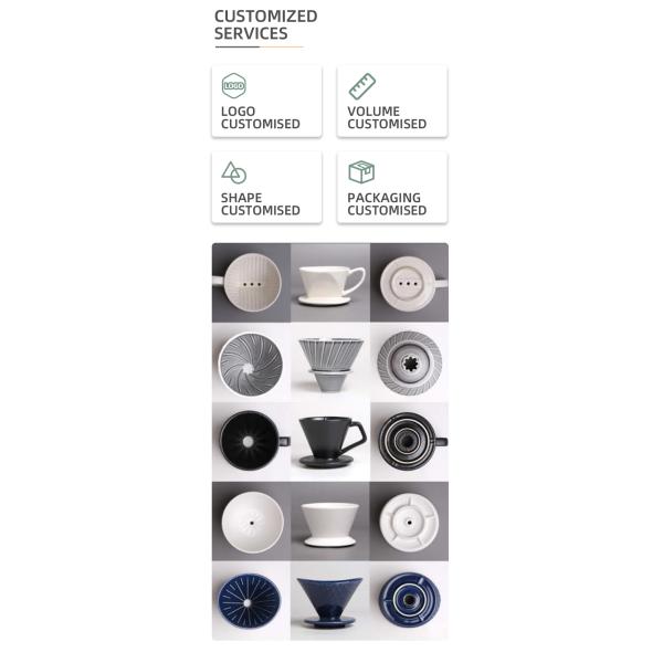 Unique Design Style Coffee Tea Tools Blue and White Ceramic Pour over Coffee Dripper