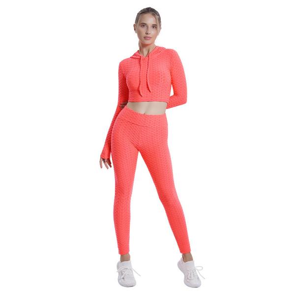                  Yoga Wear Women Hooded Top Pants Sports Yoga Suit Running Yoga Fitness Wear             