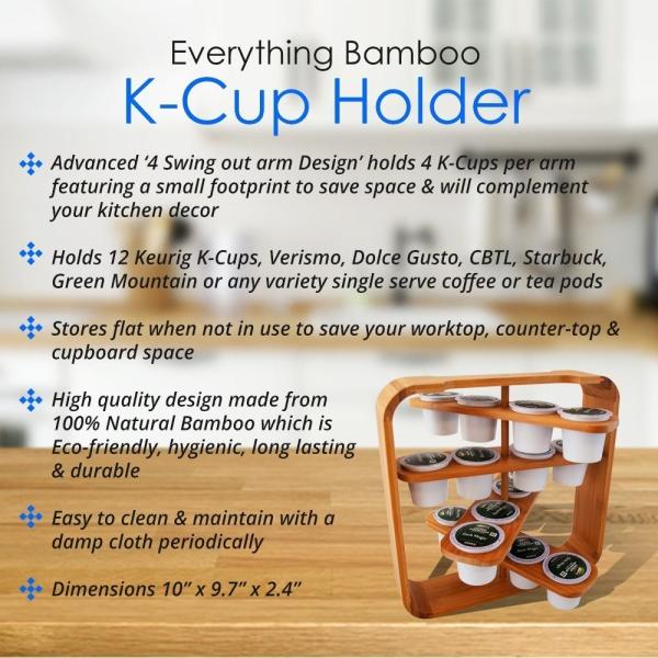 Lightweight Bamboo Office Supplies Wood Coffee Capsule Holder With Cup Rotating