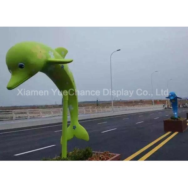 Las estatuas animales de la fibra de vidrio al aire libre modificadas para requisitos particulares colorean las estatuas lindas del delfín