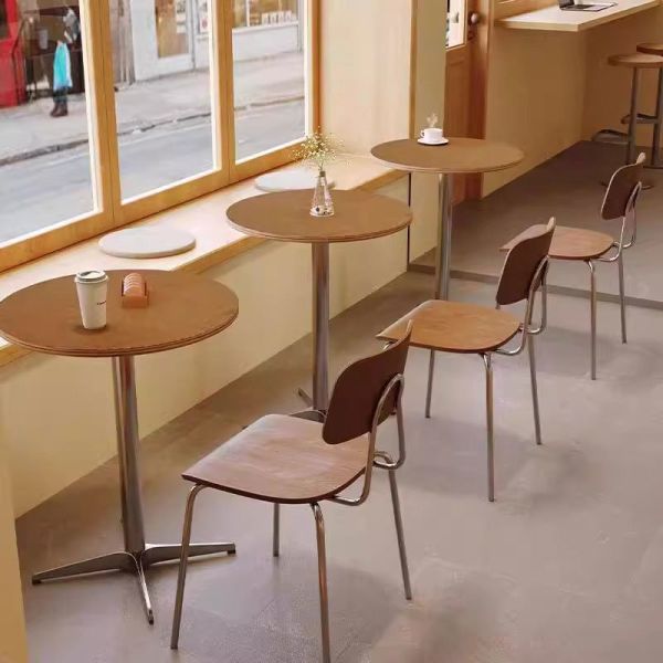 Nordic Style Cafe Tables and Chairs for Milk Tea Shops Internet Celebrity Snack Bars Handcrafted From Iron Art Ocean Board Wood