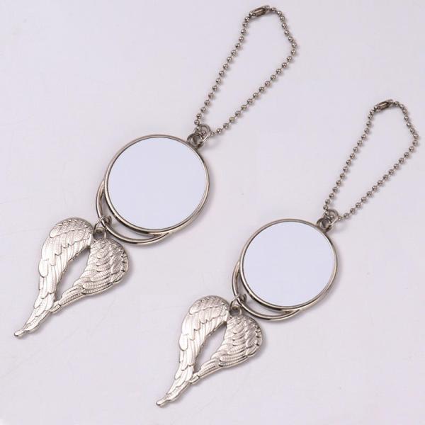 Adorno navideño de sublimación de aluminio con forma de ala de ángel en blanco para colgar en el coche, personalizado