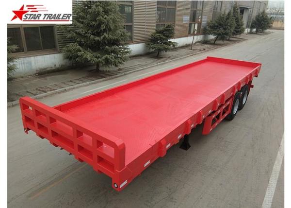 9.5 Meters 2 Axles Long Flatbed Trailer , Semi Truck Lightweight Flatbed Trailer