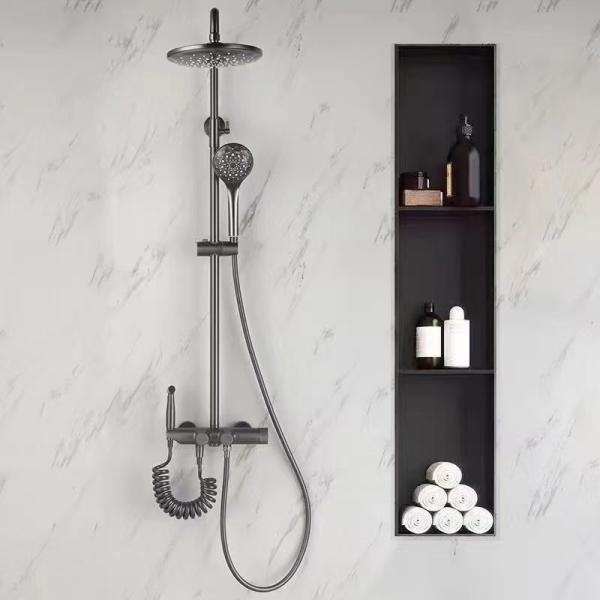 Waterproof STAINLESS STEEL Shower Shelf in Matte Black for Beautiful Bathroom Design