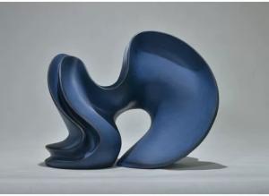Blue Custom Resin Sculpture Matte Abstract Form Sculpture Club Exhibition