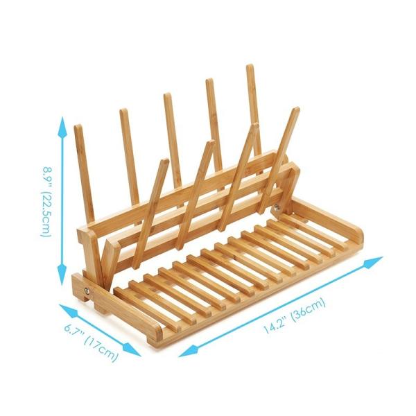 Collapsible Kitchen Shelf Organizer Bamboo Drying Dish Rack For Cup Glass Bottle