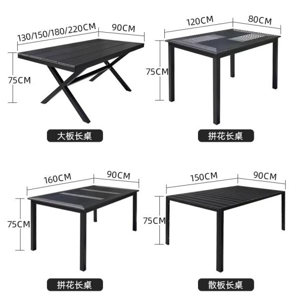 Outdoor Table And Chair Set Made Of Black Aluminum Alloy