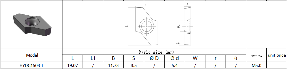 CNC Professional Gear Milling Insert Series WC-Co PVD Coating HYDC1503-T HYB208, Applicable for All Difficult-to-Machine Materials Except Superalloys