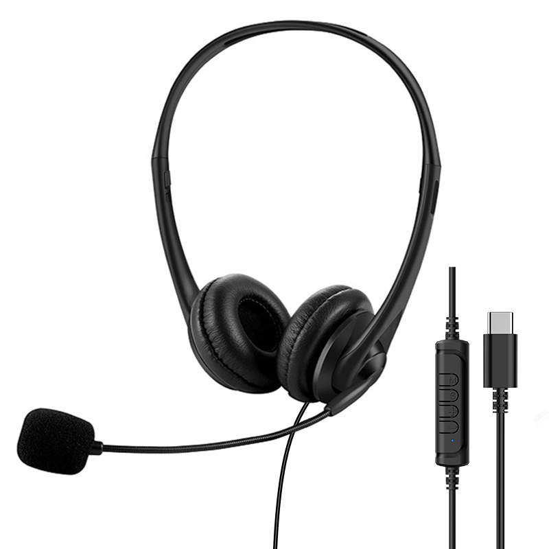 JTY-430 professional call center earphones with microphone, multiple plugs USB/Type-C/3.5mm wired earphones, comfortable to wear earphones, suitable for online learning and business conference calls