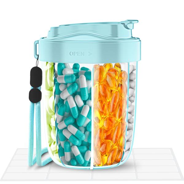 Black Beige and Pink Portable Pill Organizer for Food Contact with RN2878121 ID and PE Material