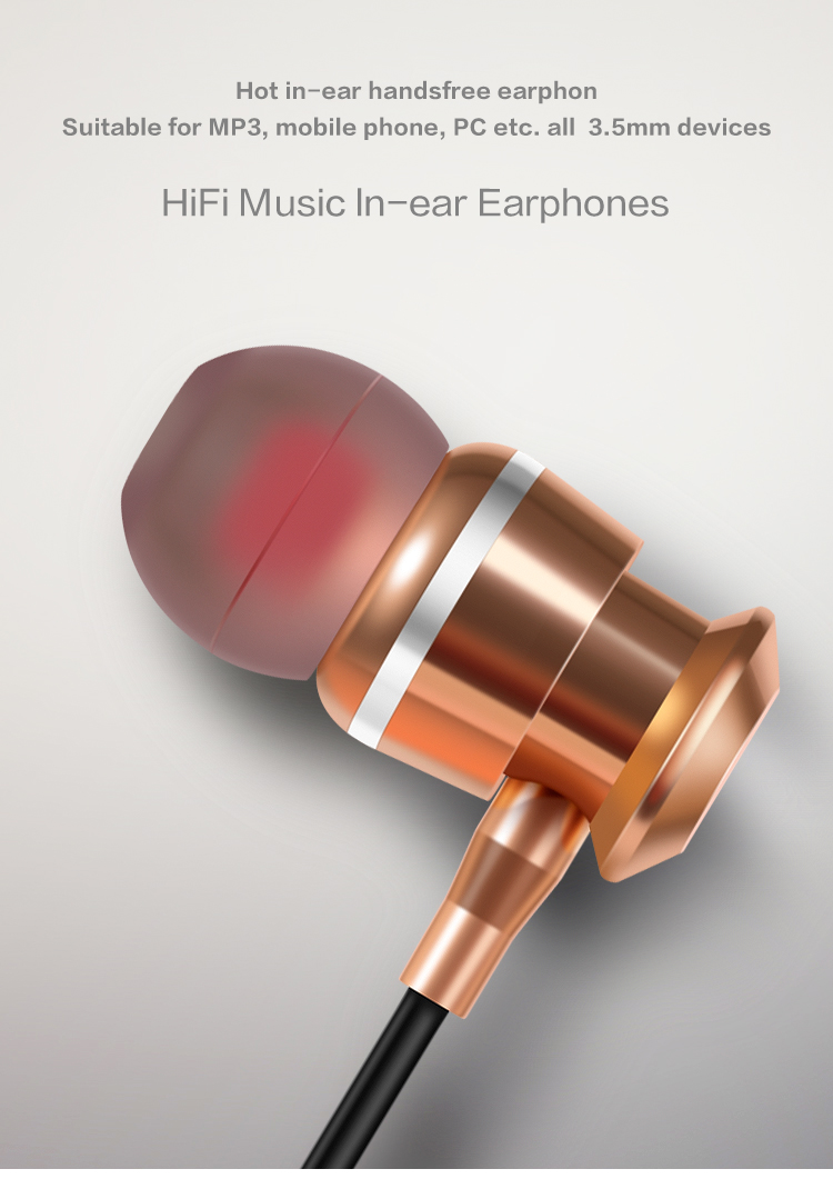 IPX4 Metal Wired Earphones With Microphone Noise Isolating 3.5mm Jack Ear Buds