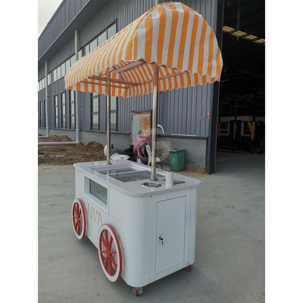 Customized beautiful Gelato Ice Cream Pop Cart Hand Push Mobile Van with umbrella