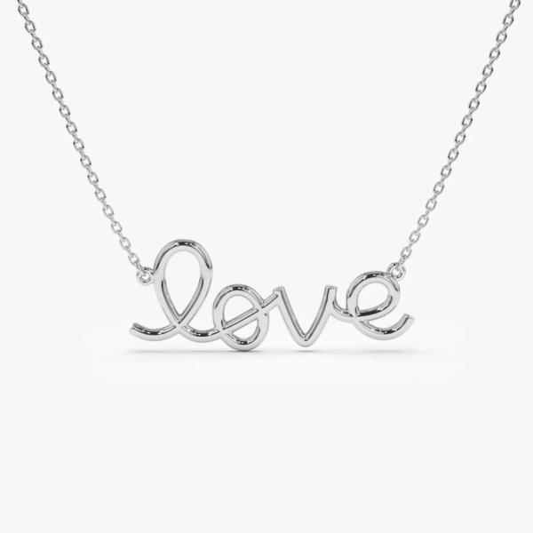 Solid 925 Sterling Silver 14K Gold Plated Love Pendant Necklace for Women Valentine Gift