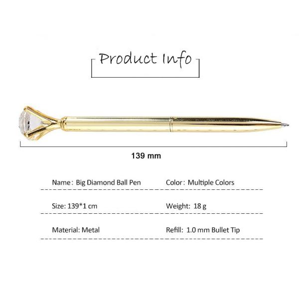 Fashion Polka Dot Twist Metal Ballpoint Pen Shining Big Diamond Spot Ball Pen 1.0mm