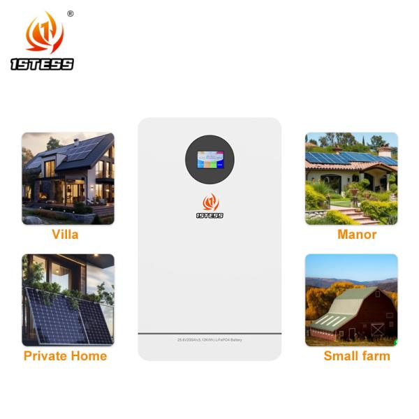 Sistema de armazenamento de energia solar Bateria 25.6V 200Ah 5.12kwh Bateria de armazenamento de energia doméstica vida útil bateria de lítio po4