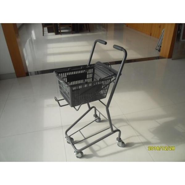 Small Shop Use Shopping Basket Trolley With 4 Swivel 3 Inch PVC Casters