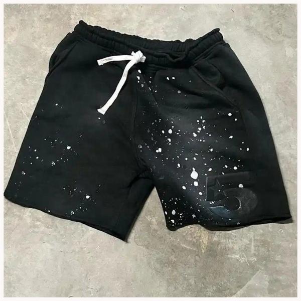 Lavado Francês Terry Raw Hem Cut Edge Hip Hop Vintage Distressed ácido calções de homem de suor