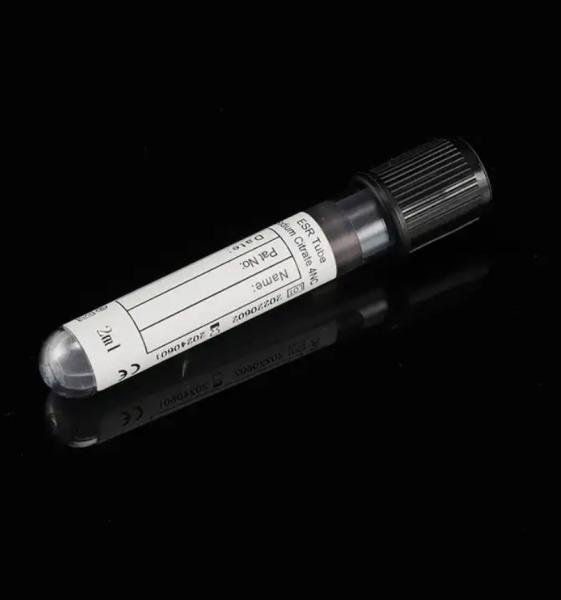 Capa preta descartável citrato de sódio vácuo de sangue tubo de recolha de testes ESR preto
