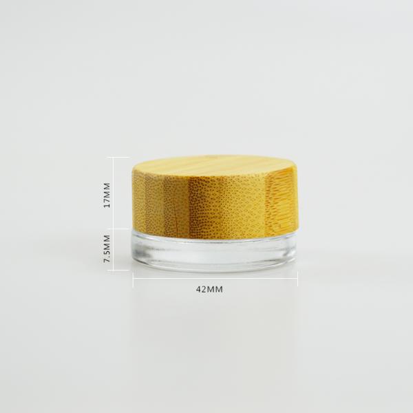 5g Frosted Clear Glass Jar con tapa de madera de bambú Mantenga su crema facial cosmética fresca