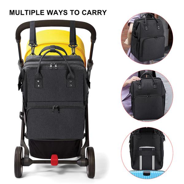 Baby Diaper Tote Bags Backpack Black Insulated Bottle Storage 14X9X16