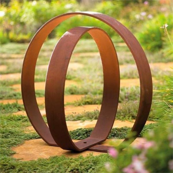 Jardim de aço Ring Hoop Sculpture de Ring Circle Garden Art Corten do grande metal rústico