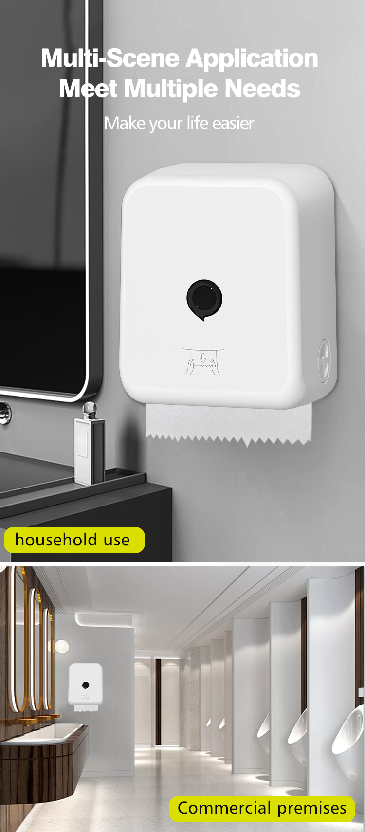 Bathroom Modern Automatic Tissue Paper Dispenser Wall Mounted Hand Tissue Dispenser