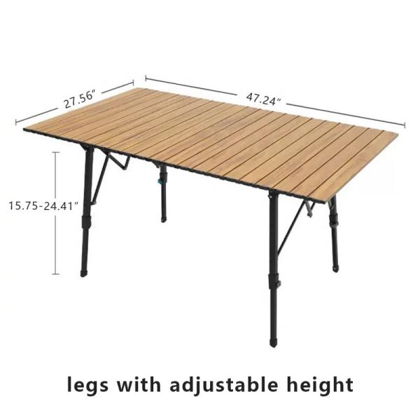 Adjustable Height Aluminum Camping Table 43-64cm 30kg Load