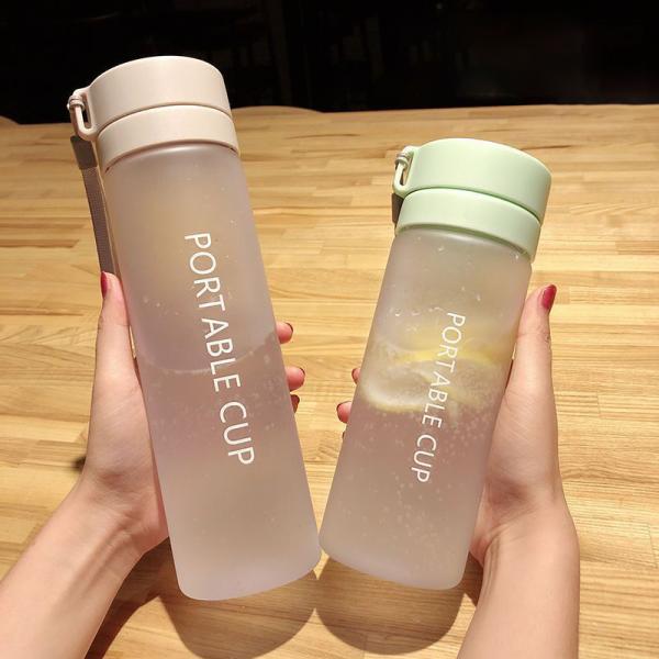 Food Grade High Temperature Resistance Leakproof Frosted Plastic Water Bottle With Strap