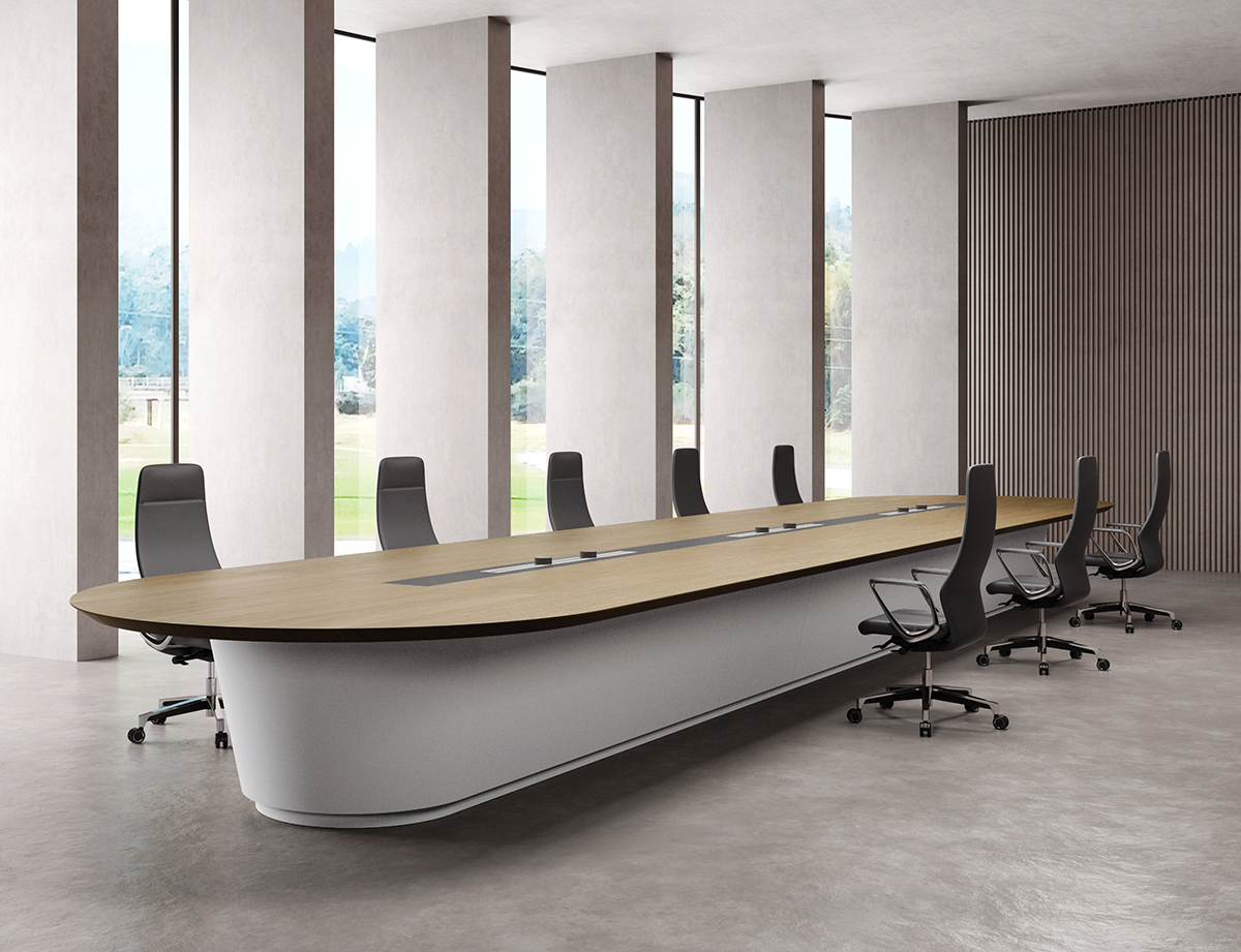 Soft Rounded Edges Conference Tables Concealed Cable Management Desk