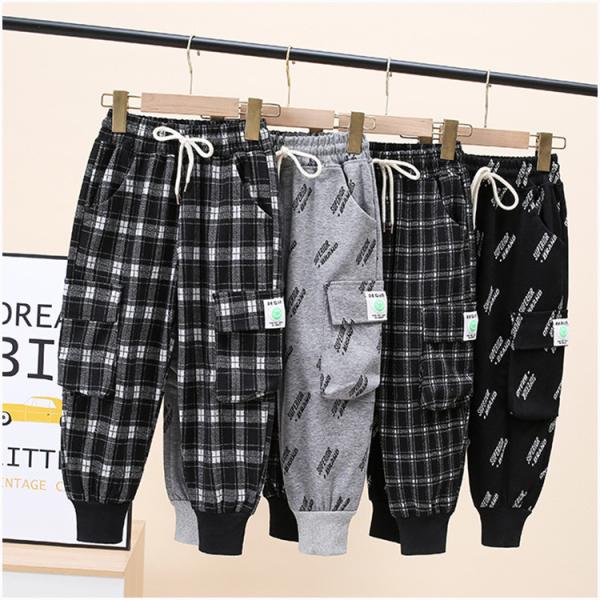 Брюки полной длины ODM Black And White Grid для девочек