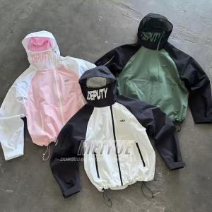 Fabricants de vêtements personnalisés coulissants à vent zip up upproofroproofer léger mock cou couleur bloquer la veste de brise-vent personnalisée personnalisée