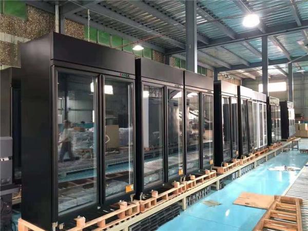 Commercial Refrigerated Glass Door Standing Freezer For Displaying Frozen Food Or Ice Cream