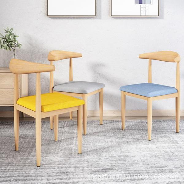 Wood Pattern Design Modern Simple Restaurant Chair with PU seat Dining Party Leisure Desk Stool Solid Seater