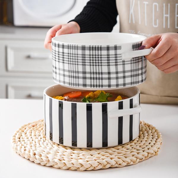 Light Luxury Ceramic Soup Bowl Set Perfect for Business Gifts and Sustainable Cooking