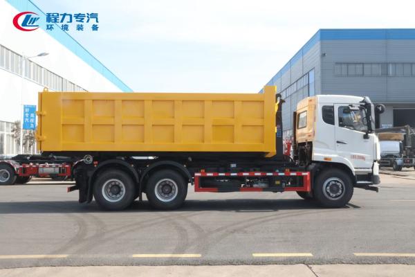 HOWO 3 Axle Hook Lift Garbage Truck with XCMG 3 Ton Crane