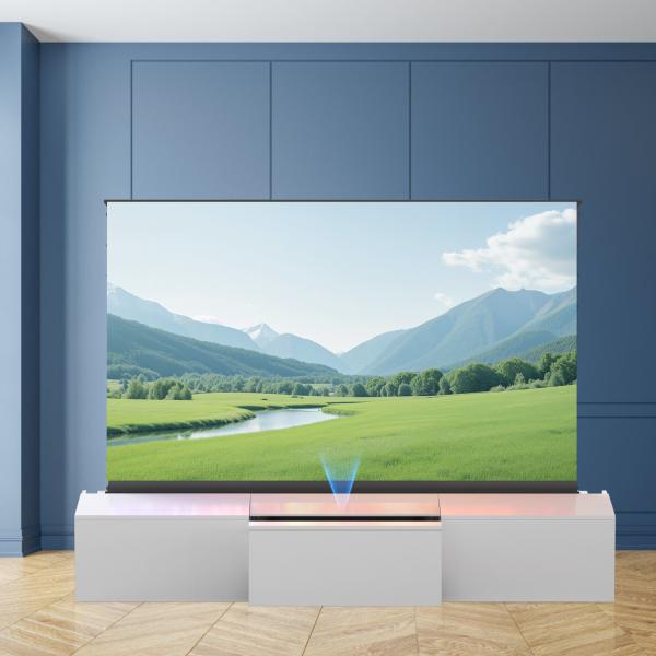 Armoire de télévision laser à moteur blanc Armoire de télévision télescopique pour projecteur UST