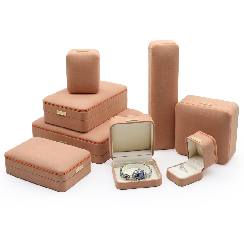 Customized LOGO Faux Leather Jewelry Box For Earrings Rings Bracelets Storage