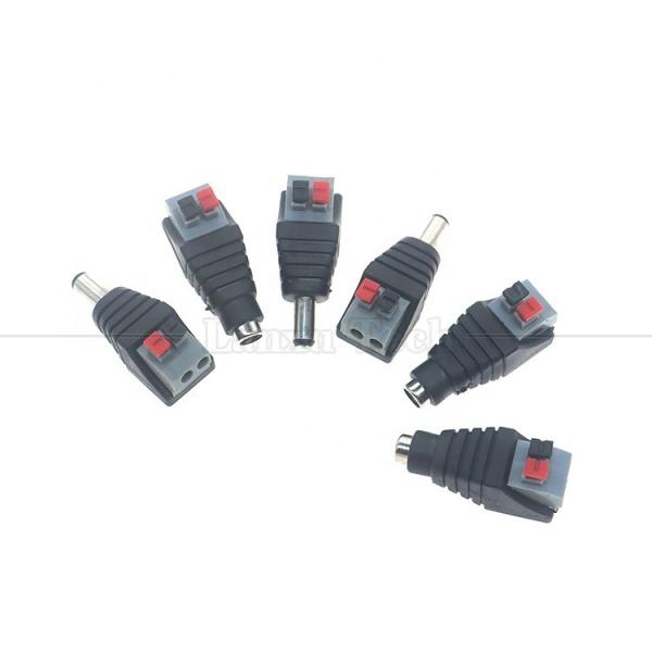 Solderless Press Button DC 5.5*2.1mm Male Female Barrel Jack to 2p Wire Cable Connector for LED Strip Camera