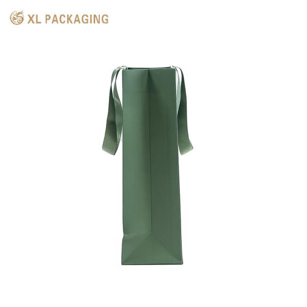 XL Packaging Custom Packaging Factory Custom Design Printed Shopping Gift Packaging Paper Bag With Your Own Logo Luxury Green Ribbon Thick Paper Bag For Clothes