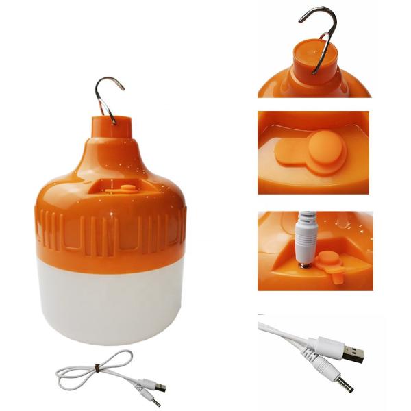CCT 6000K ABS Plastic Emergency Rechargeable Light Bulb Eco Friendly Ultralight