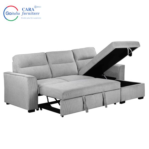 Minimalist Living Room Bedroom Light Gray Modular Folding Pullout Sofa Bed With Storage Spare